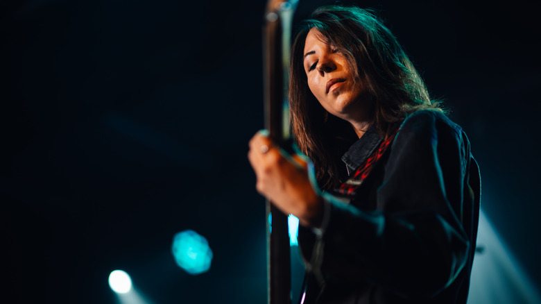 Female musician performing on stage