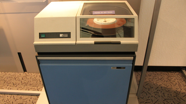 IBM 1311 disk storage system up close in museum.