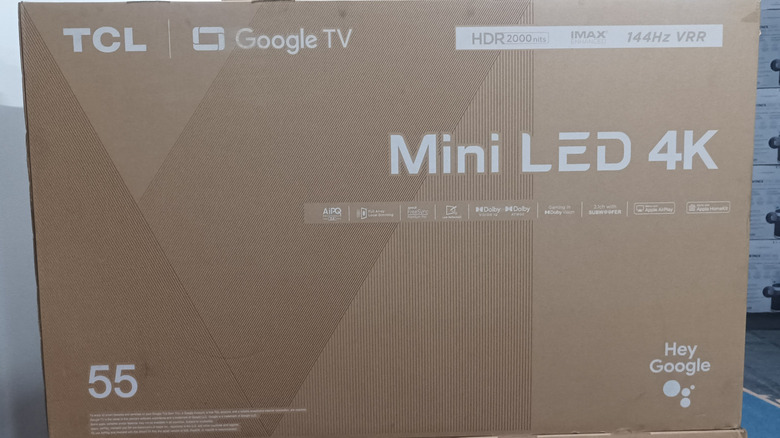 Product packaging for a TCL Mini-LED 4K TV