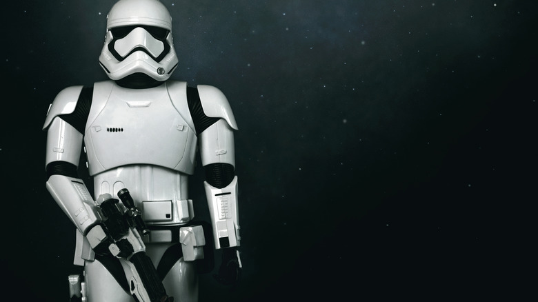 Stormtrooper from Star Wars on grey-black background