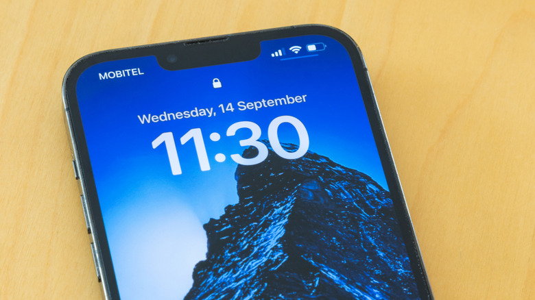 A close-up of the iPhone 13 Pro's reduced notch.