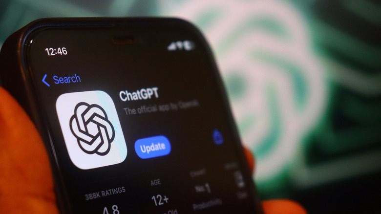 ChatGPT app showing an update option on the app store