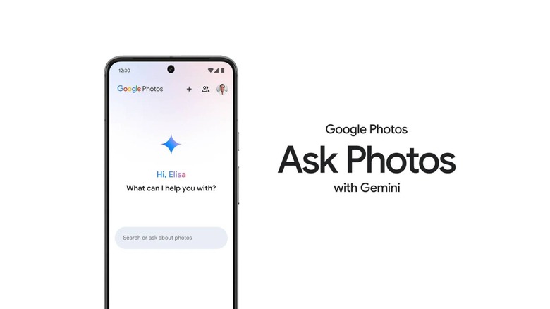 Google phone with Ask Photos pulled up on the screen
