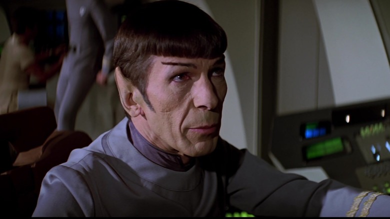 An angled profile view of Leonard Nimoy as Mr. Spock in "Star Trek: The Motion Picture," his pointed ears are clearly visible