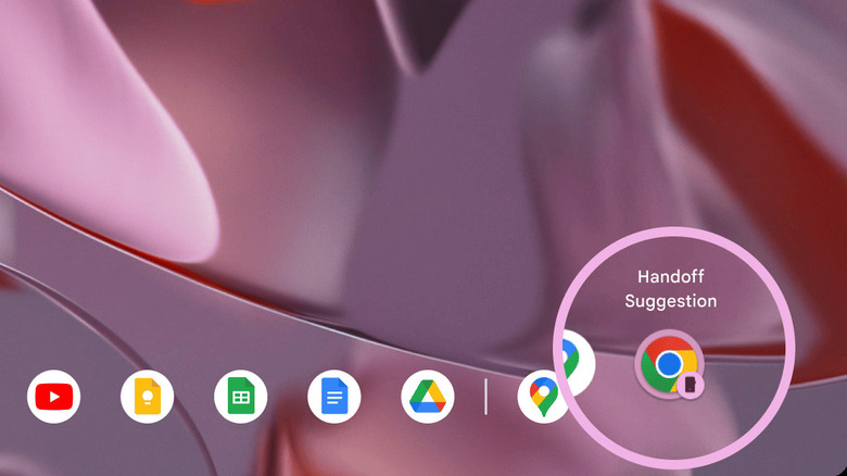 A cropped screeshot showing "Continue On" feature working with Google Chrome