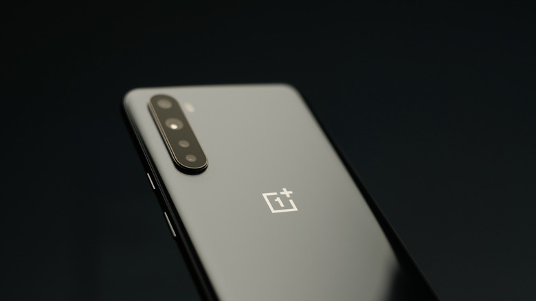close-up of oneplus smartphone back