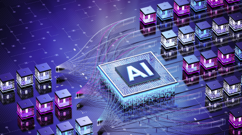 concept of AI chip connected to other transistors