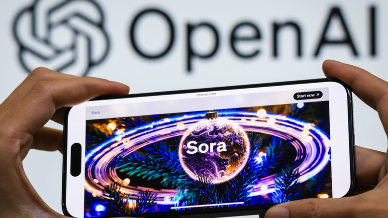 OpenAI's Sora website loaded on an iPhone.