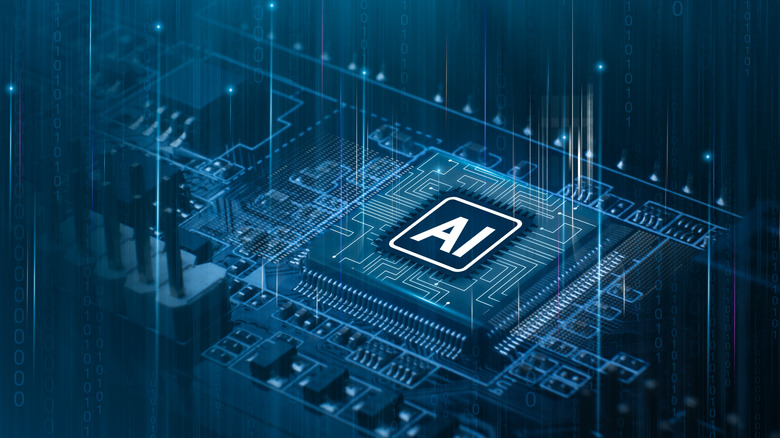 AI chip concept on a blue background
