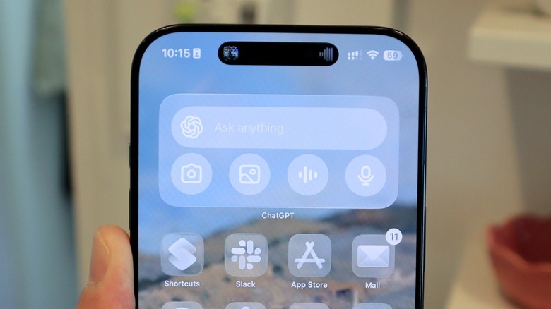 ChatGPT widget on iPhone 16 Pro Max running iOS 26