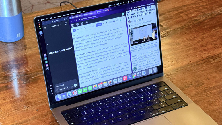 A photo of a MacBook Pro running the Opera One browser