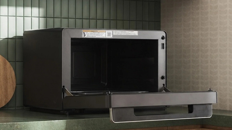 The Panasonic Japanese Microwave shown with its door open