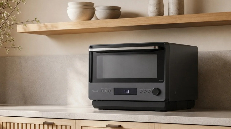 The Panasonic Japanese Microwave on a shelf