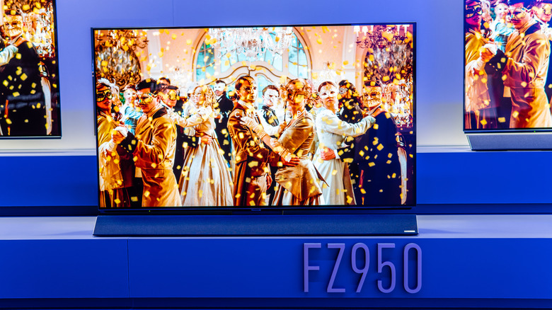 A Panasonic OLED smart TV is pictured on a ledge.