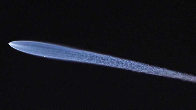 A SpaceX Flacon9 rocket seen launching to orbit