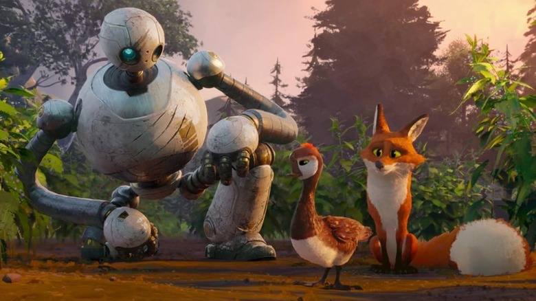 Roz, Brightbill and Fink in The Wild Robot