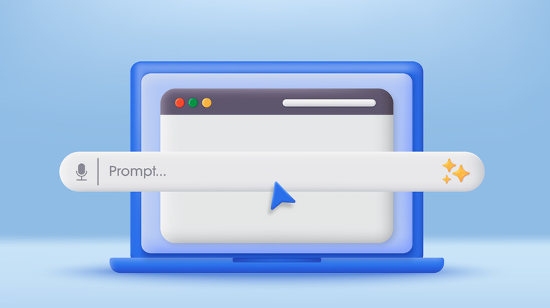 illustration of laptop with AI prompt generation bar overlayed