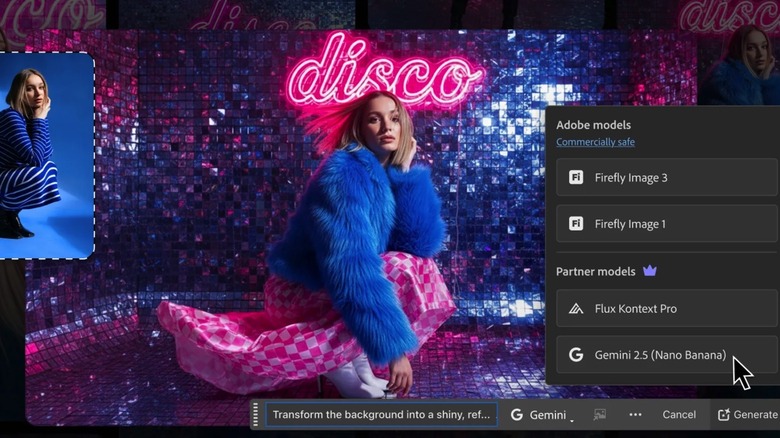 An example of using the Nano Banana AI image generation model in the Photoshop app