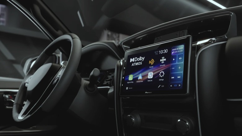 The Pioneer Sphera head unit installed in a car.