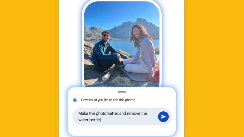 Editing an image in Google Photos by asking the AI to perform changes.