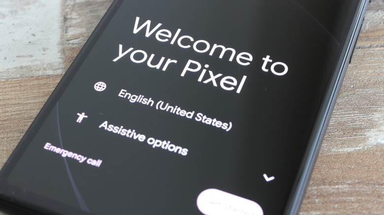 Welcome to your Pixel message on Pixel smartphone screen