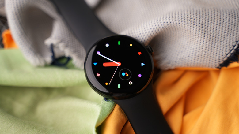 pixel watch on some bed sheets