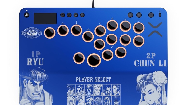 The Turtle Beach Victrix Pro KO Leverless Fight Stick Street Fighter II edition face up