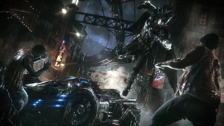 Batman attacking thugs in Batman Arkham Knight