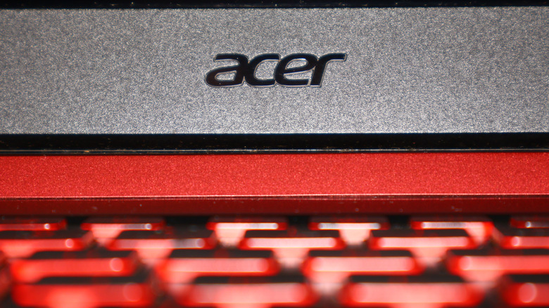 Close-up of the keyboard on an Acer laptop