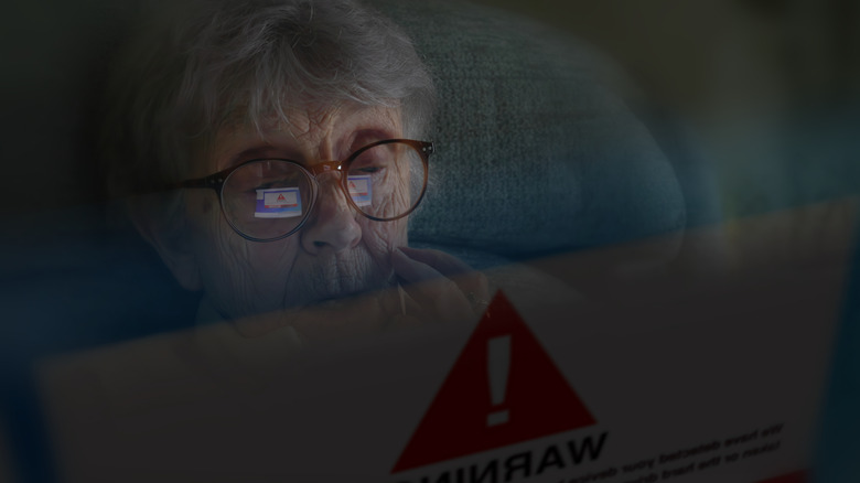 Older woman looking at a tablet or smartphone