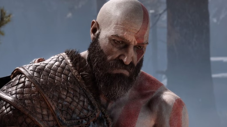 Kratos looking down in God of War 2018