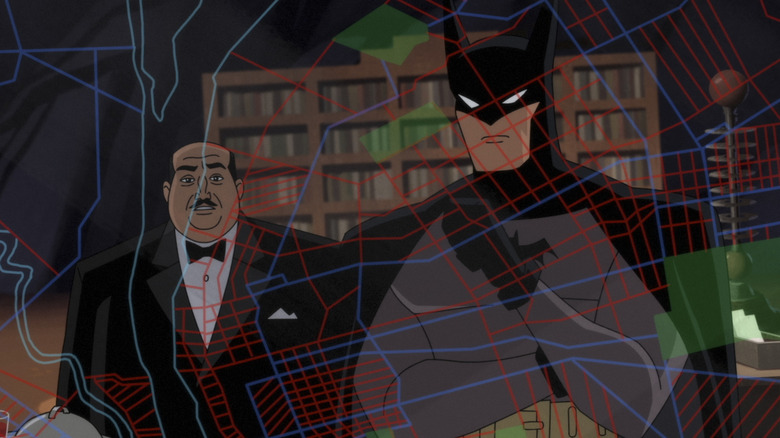 Alfred and Batman looking at a map in Batman: Caped Crusader