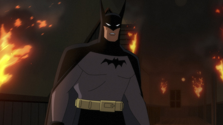 The Batman surrounded by fire in Batman: Caped Crusader