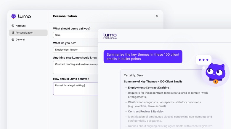 The Lumo for Business AI chatbot from Proton.