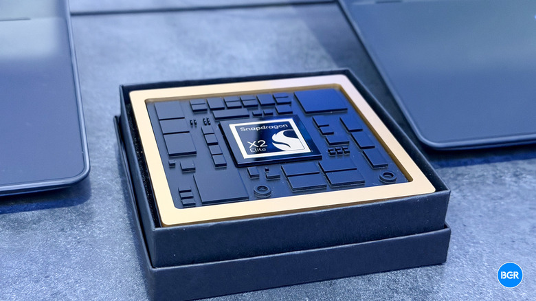 Snapdragon X2 Elite chip on a table