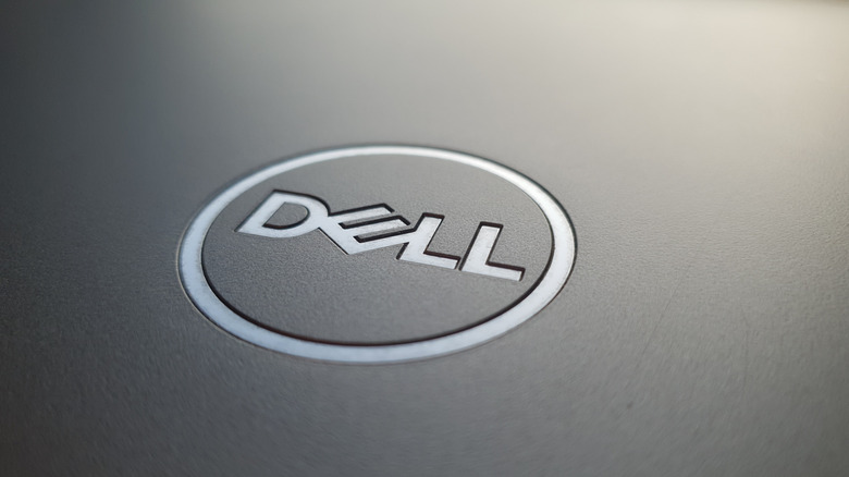 Close up of Dell Logo on Dell workstation
