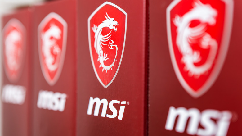 MSI boxes next to each other with MSI logo showing
