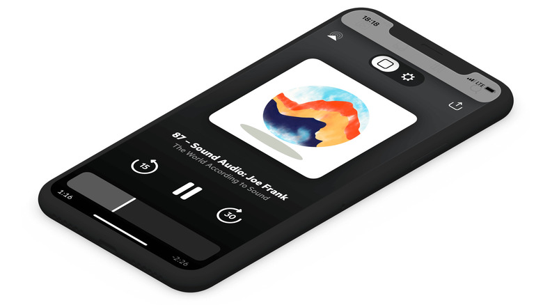 A smartphone running the Castro podcast app