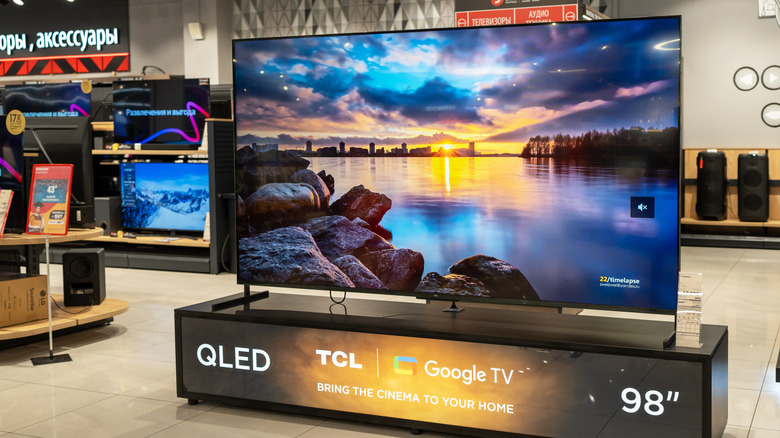 98-inch TCL TV on display at a store