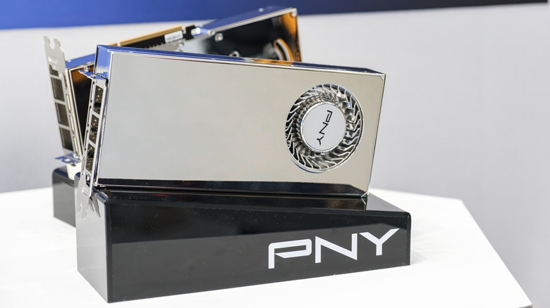 PNY RTX 50-series GPU Sitting on a table