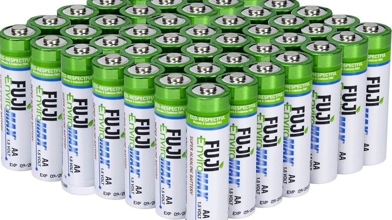 Fuji batteries lined up next to each other