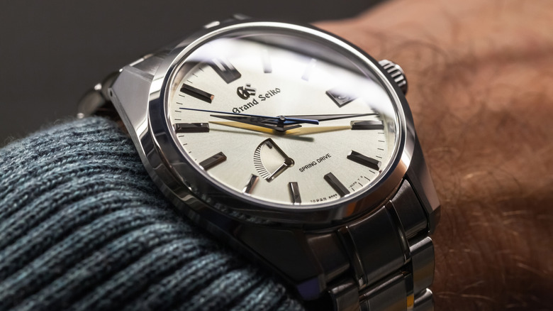 Grand Seiko Heritage Spring Drive watch on man's hand