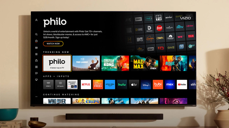 A TV showing the Philo home screen