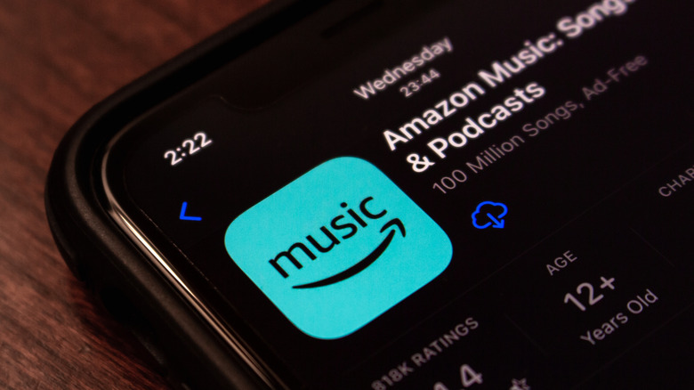 Close up of the Amazon Music logo on the App Store download page
