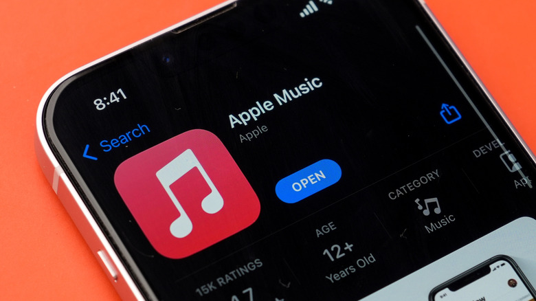 A closeup of the Apple Music logo on the App Store page