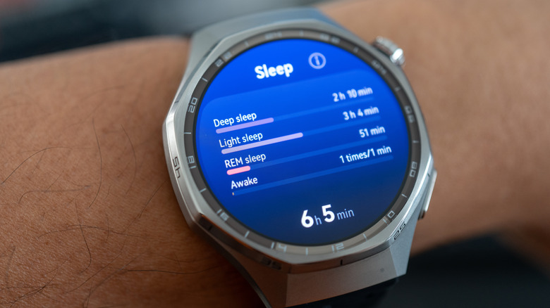 A person tracking sleep patterns on a smart watch.