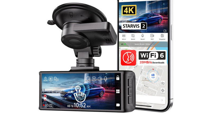 REDTIGER dash cam with touchscreen control and mobile app