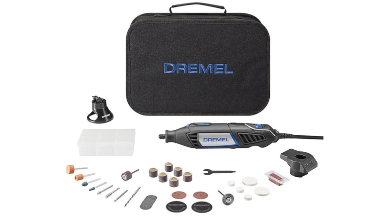 Dremel tool bag with rotary tool and accessories