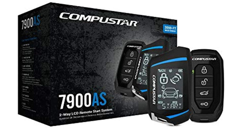 Compustar remote car starter packaging box with key fob