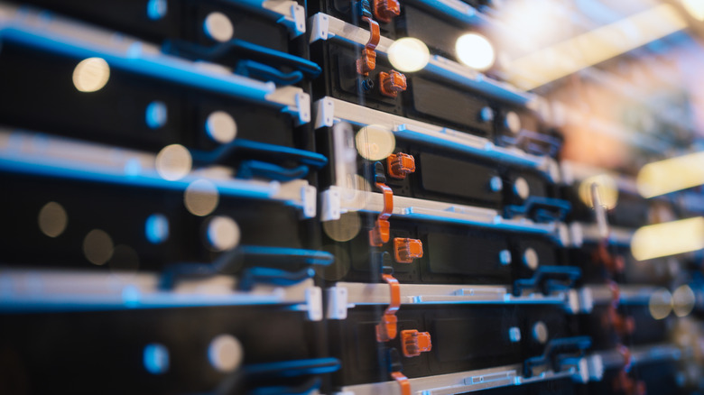 A close-up of data center equipment.